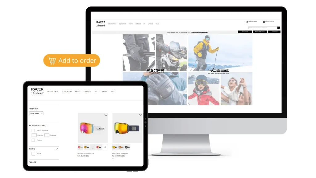 SCJ - Enrichissement de l'application tablette et du site e-Commerce BtoB Softwear de Racer avec l'intégration de la marque Cébé