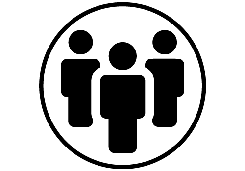 icone rond noir avec trois bonhomme à l’intérieur